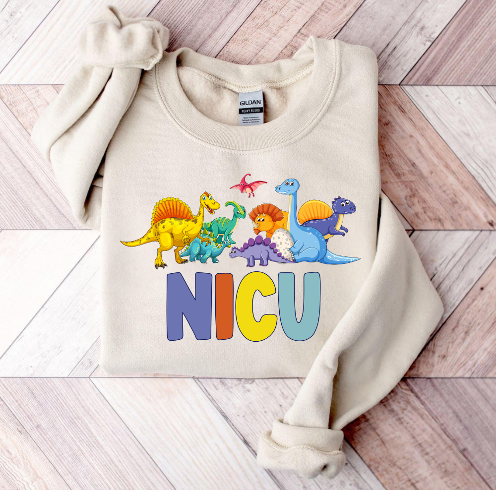 Cute Dinosaur NICU Nurse Sweatshirt | NICU Nurse Gift | Pediatric Nurse Crewneck