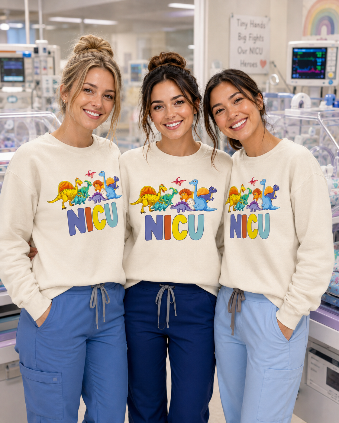 Cute Dinosaur NICU Nurse Sweatshirt | NICU Nurse Gift | Pediatric Nurse Crewneck