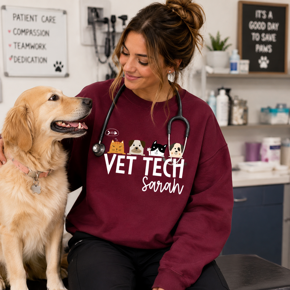 Personalized Vet Tech Sweatshirt | Veterinary Technician Crewneck | Custom Vet Tech Gift