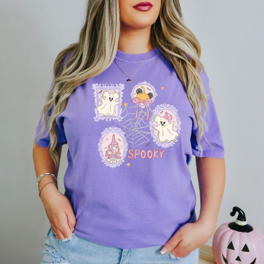 Spooky Coquette Halloween Shirt for Women, Cute Ghost Pumpkin Bow Tee, Girly Fall Aesthetic Shirt, Trendy Halloween Outfit