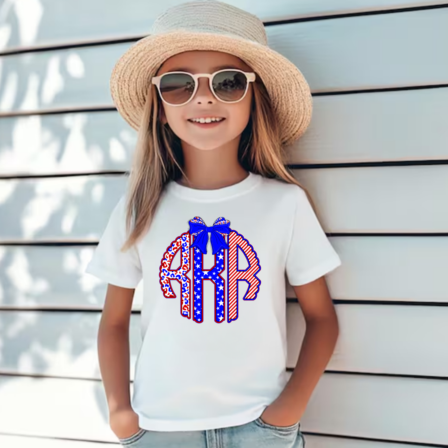 4th of July Monogram Shirt for Girls