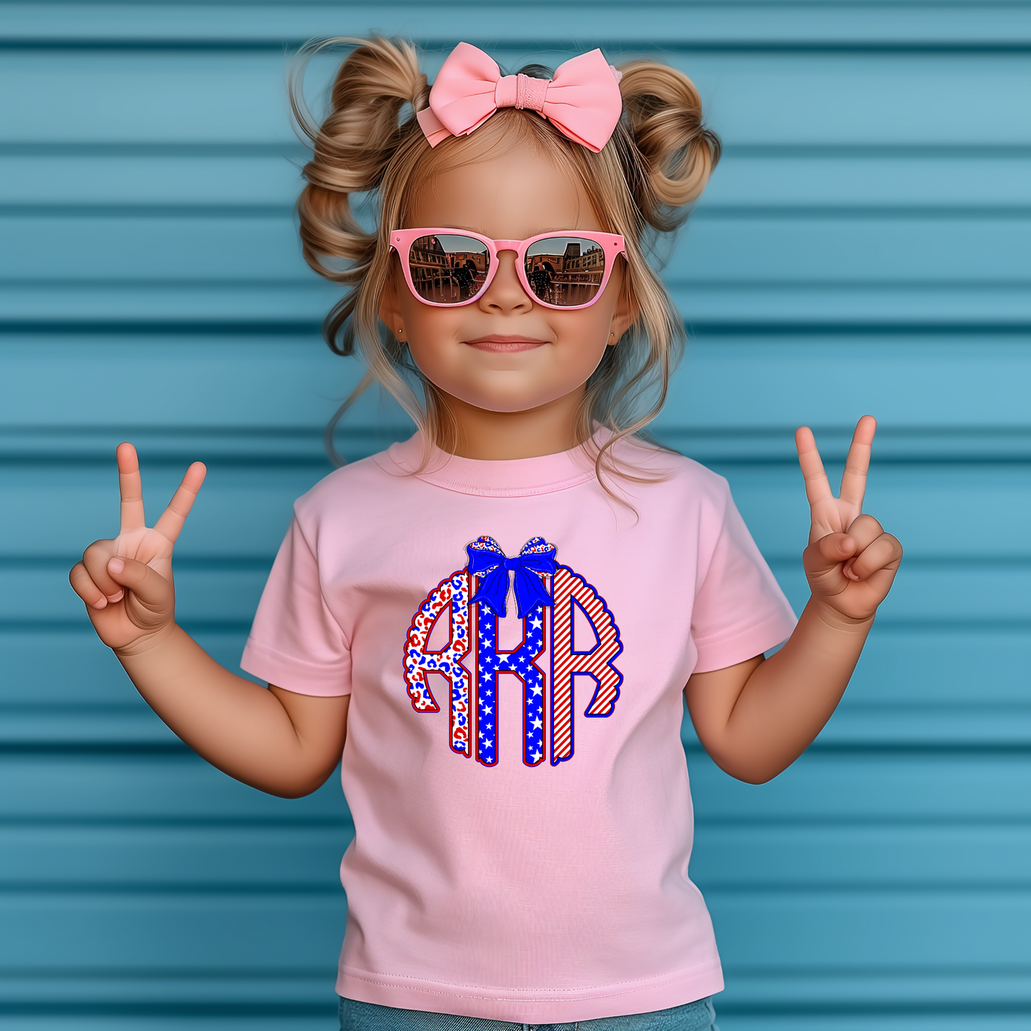 4th of July Monogram Shirt for Girls