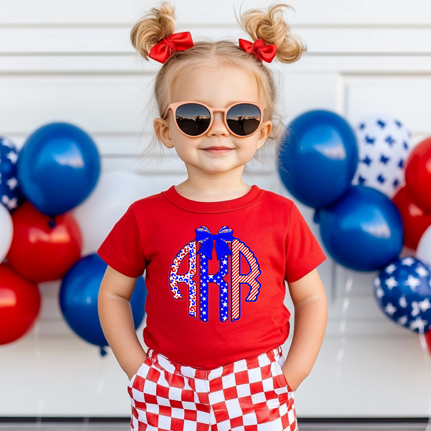 4th of July Monogram Shirt for Girls