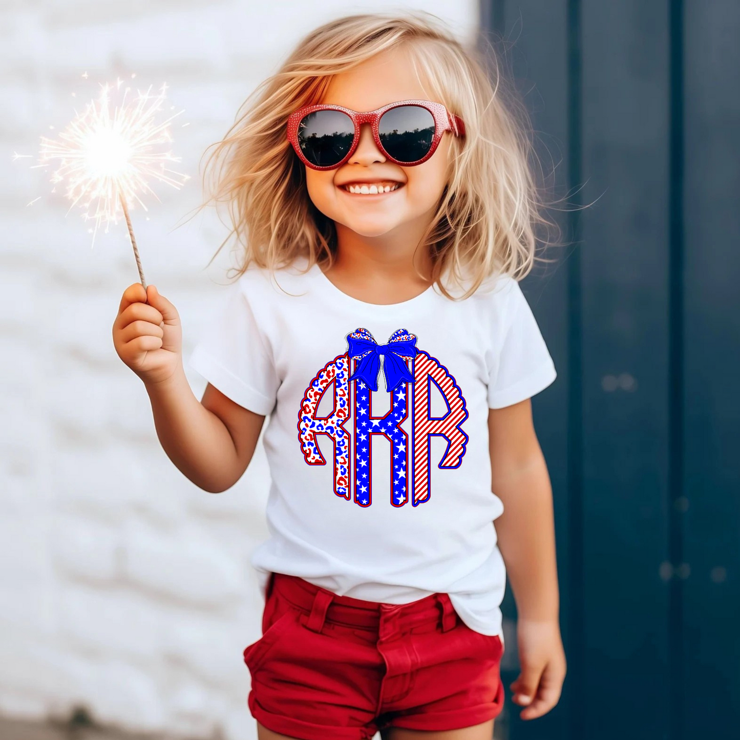 4th of July Monogram Shirt for Girls