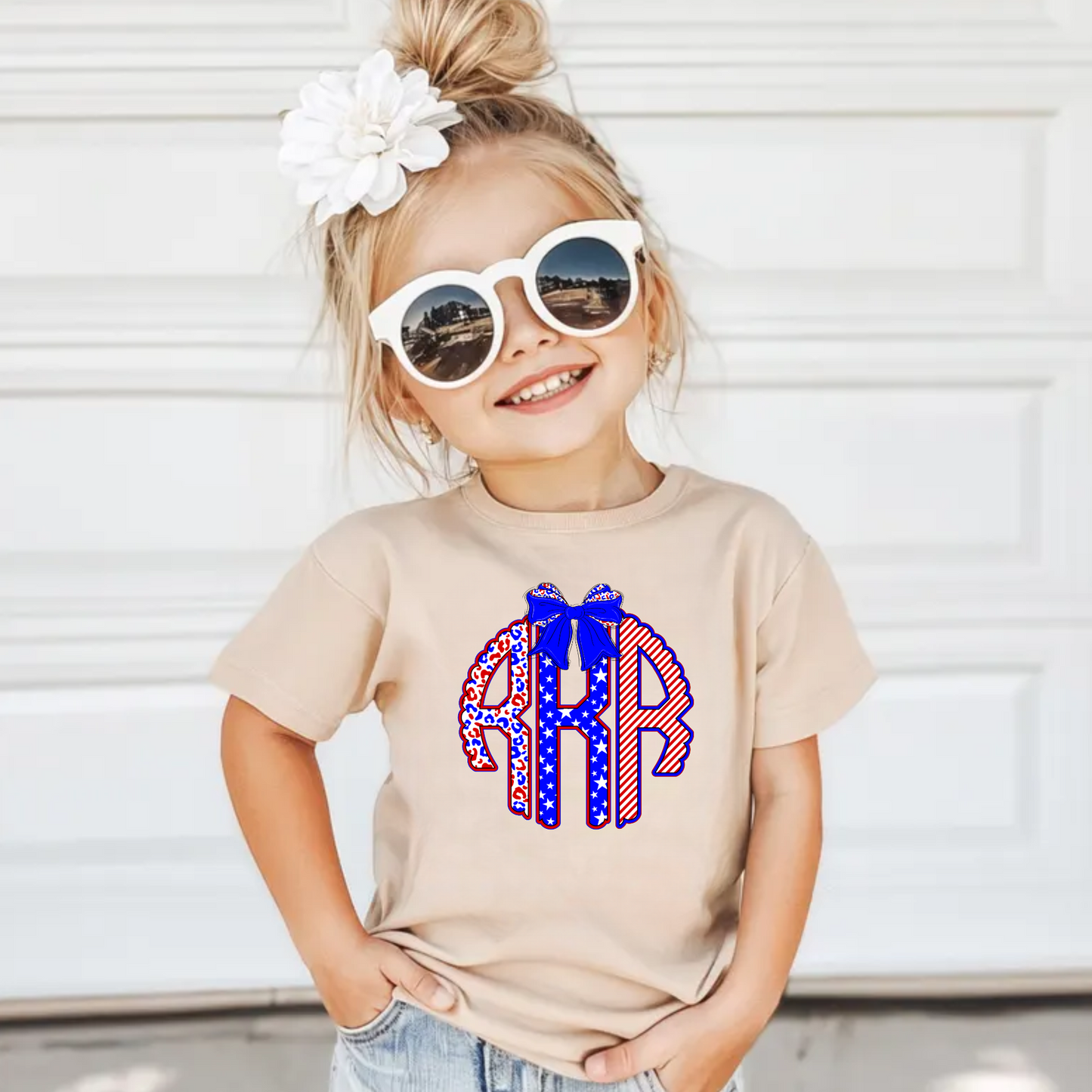 4th of July Monogram Shirt for Girls