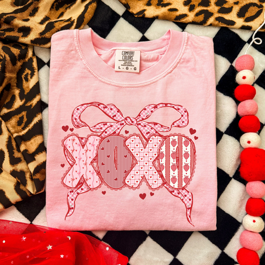 Valentine XOXO Bow Shirt for Women | Cute Valentine’s Day Outfit | Cozy Pink Love Tee | Valentine Gift for Her