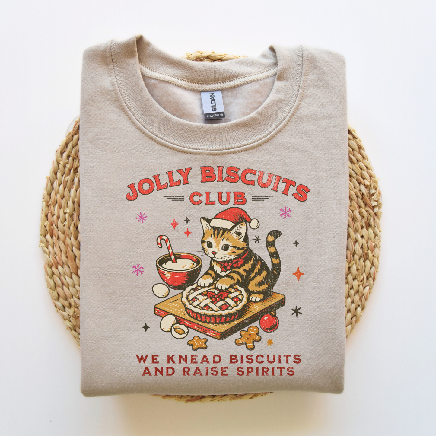 Vintage Cat Baking Christmas Sweatshirt – Cozy Holiday Baking Crewneck for Cat Lovers