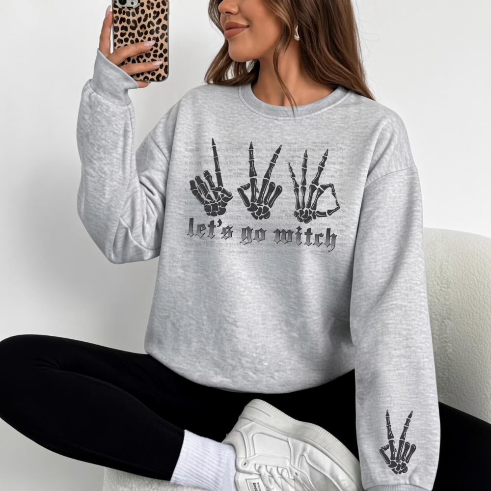 123 WITCH HALLOWEEN SWEATSHIRT W/  SLEEVE ACCENT