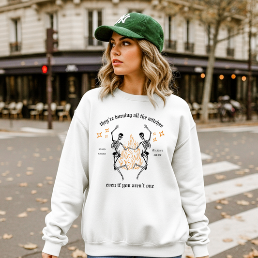 BURNING ALL THE WITCHES Sweatshirt for Women | Cozy Halloween Crewneck