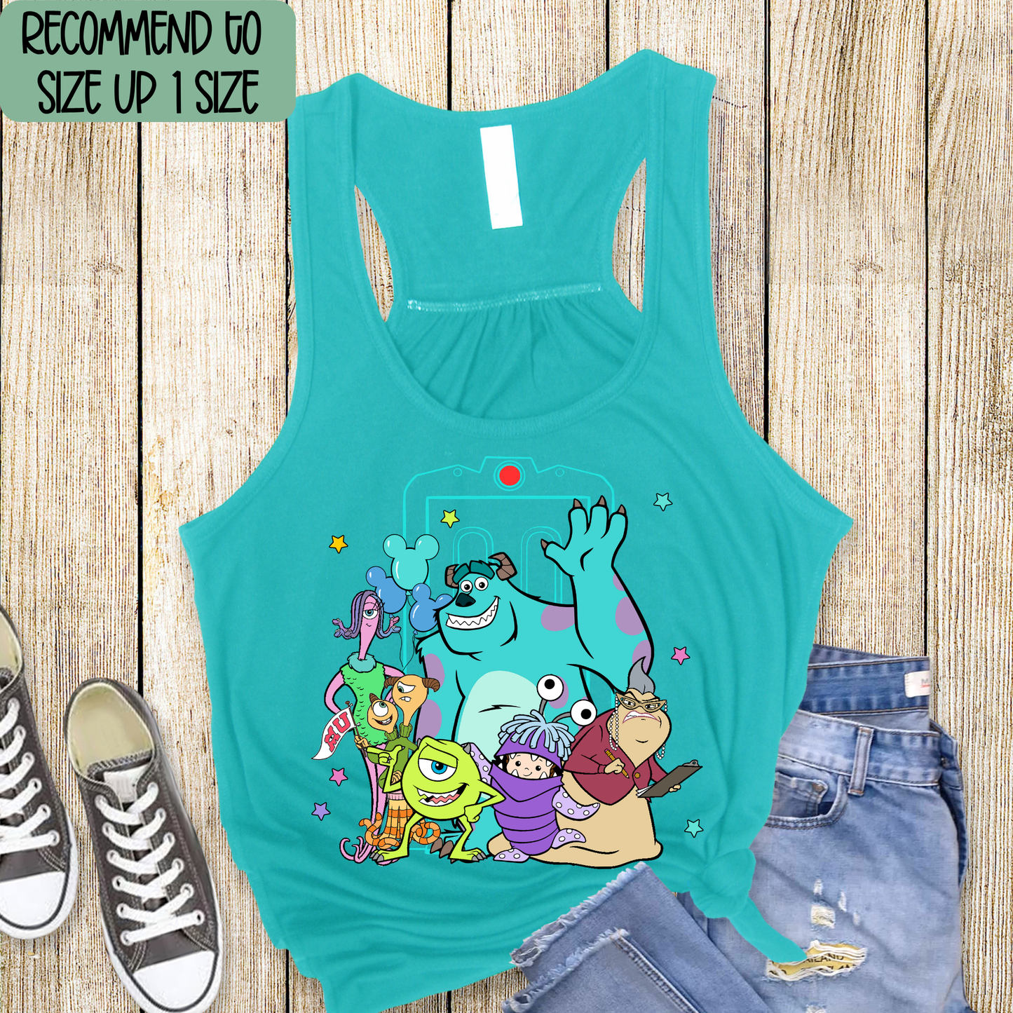 Monsters Racerback Tank Top for Women – Lightweight Vacation Graphic Tank