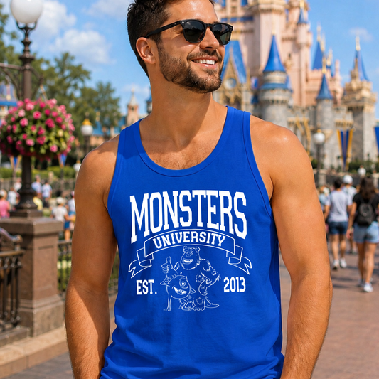 Monsters College Men’s Theme Park Tank Top Vacation Shirt | Comfortable Park Outfit & Summer Park Shirt