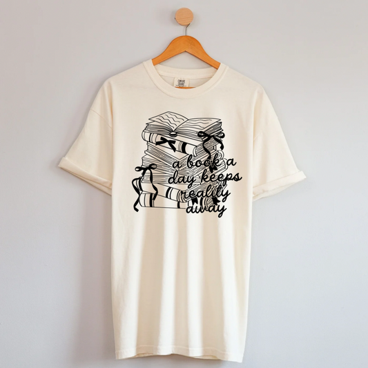 A Book A Day Shirt, Book Lover Comfort Colors Shirt, Reader Gift Tee, Cozy Bookish Shirt for Women, Gift for Bookworm