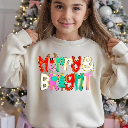 Merry Christmas Merry & Bright Sweatshirt for Girls - Black Friday Exclusive