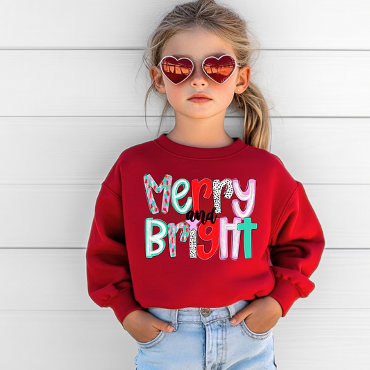 Merry Christmas Merry & Bright Sweatshirt for Girls - Black Friday Exclusive