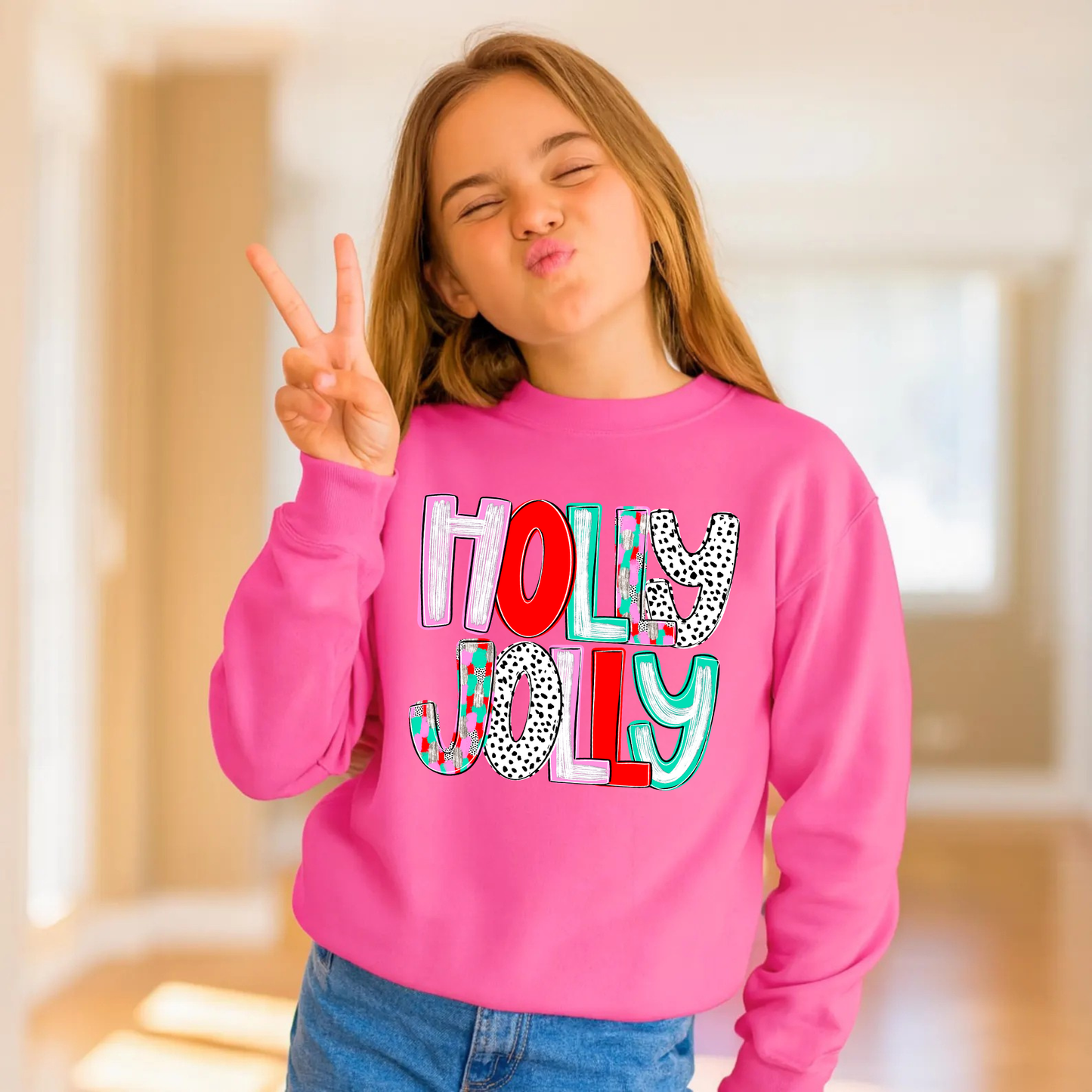 Holly Jolly Sweatshirt for Girls - Black Friday Exclusive