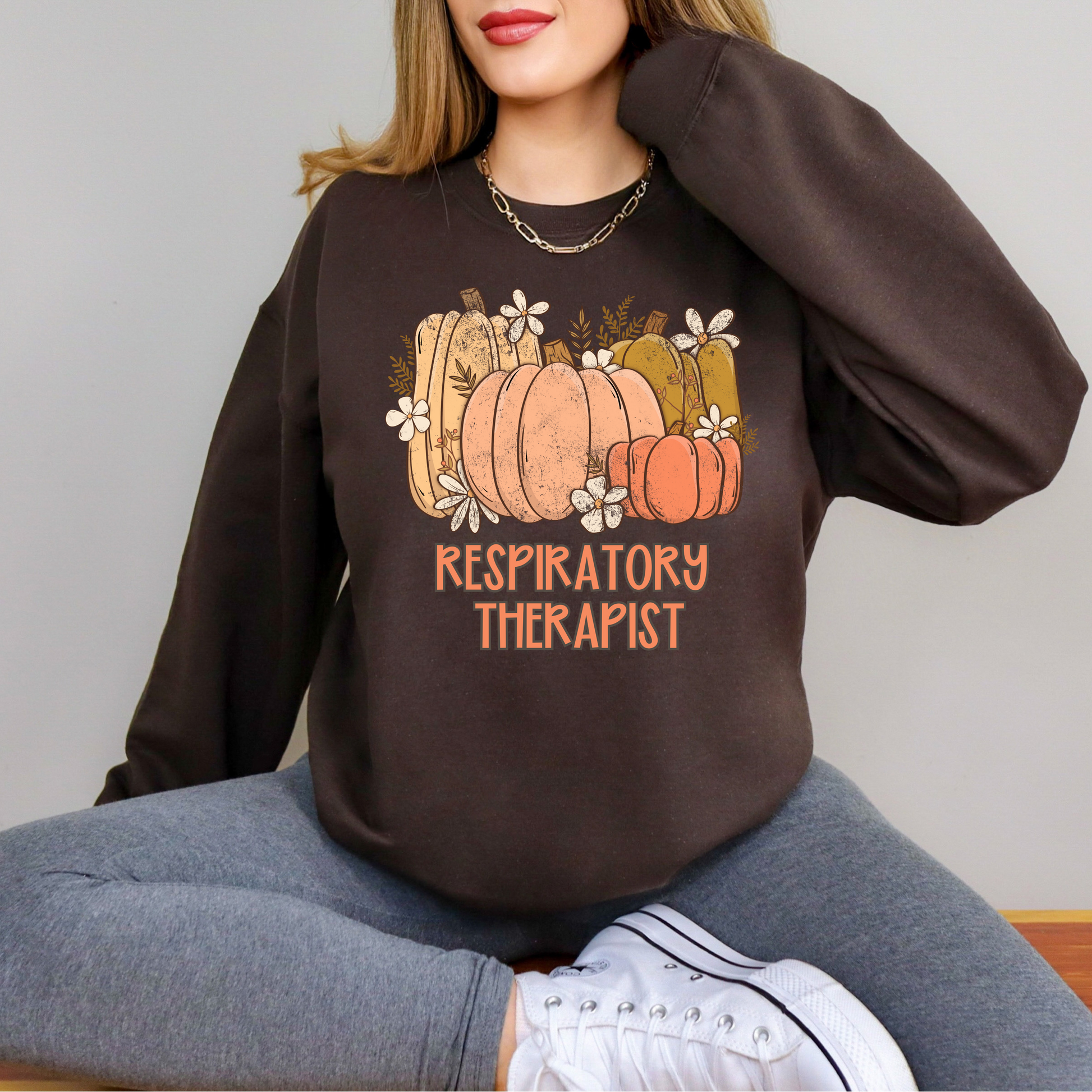Fall pumpkin Respiratory Therapist sweatshirt RT crewneck