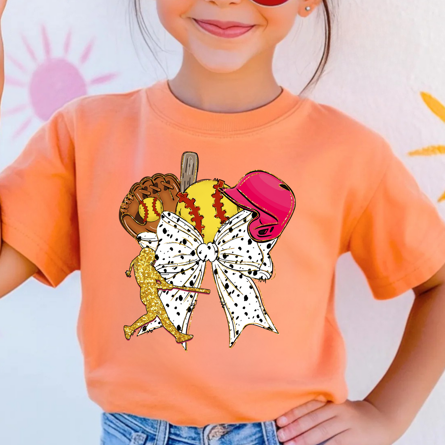 Softball Bow Girls Comfort Colors