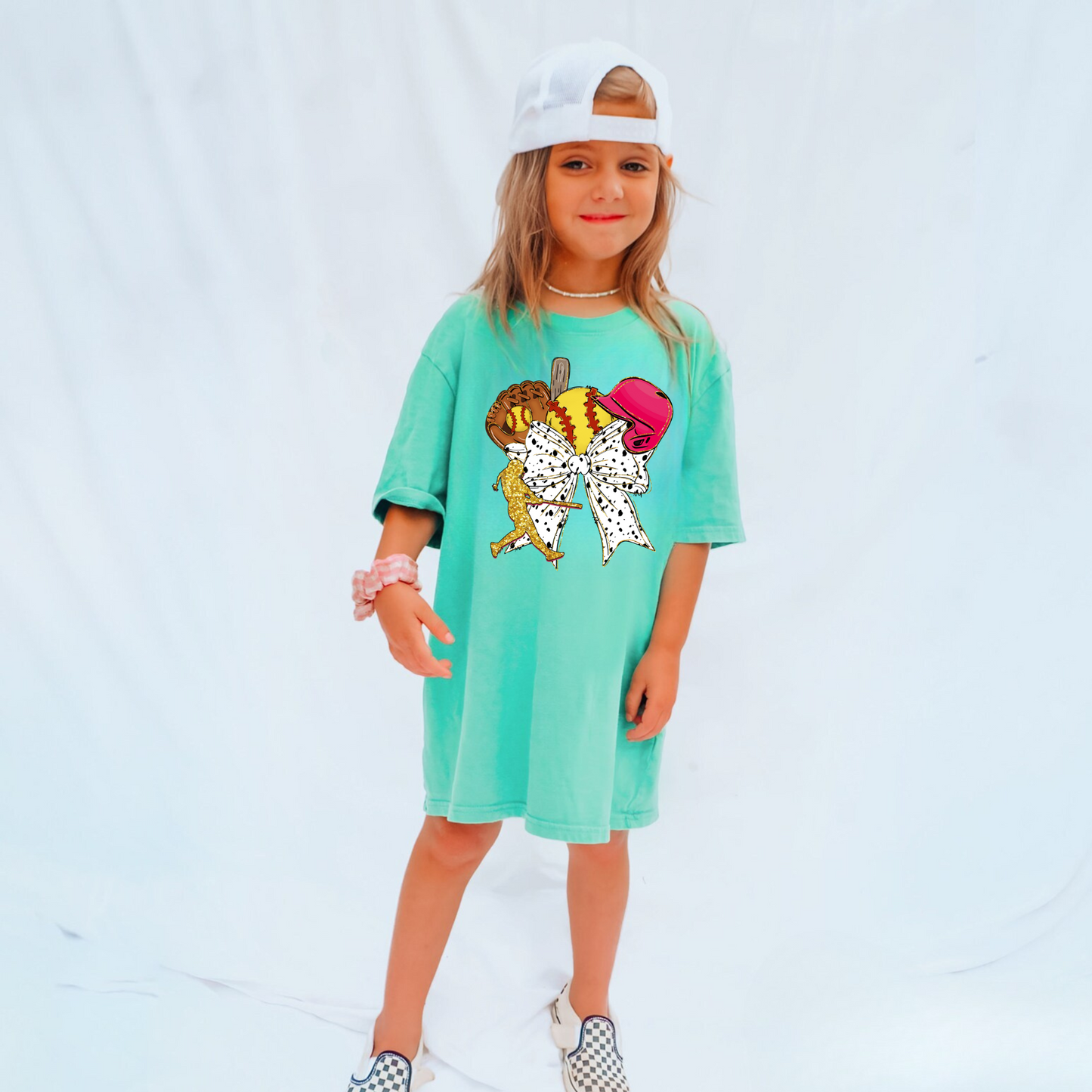 Softball Bow Girls Comfort Colors