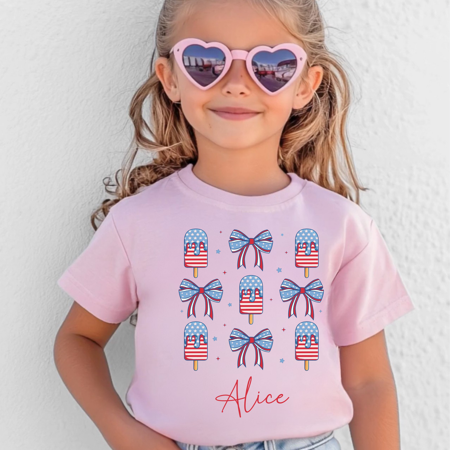 Coquette USA Bow and Ice Cream Shirt for Girls