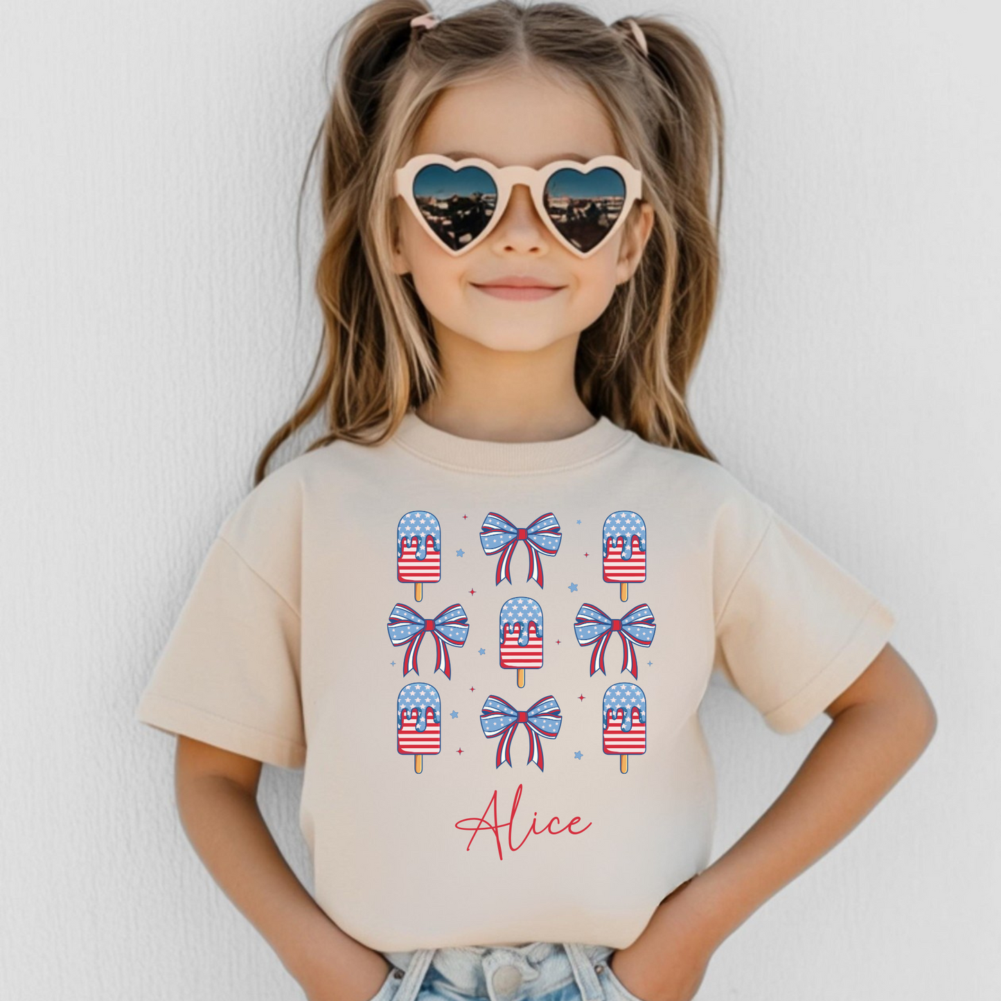 Coquette USA Bow and Ice Cream Shirt for Girls