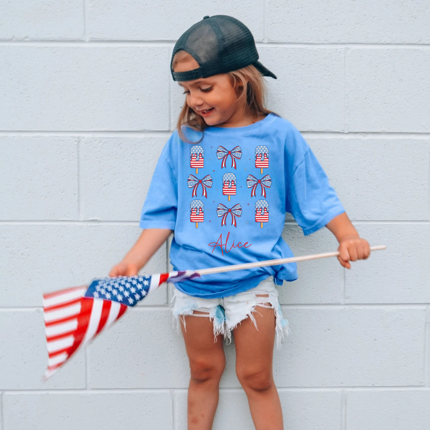 Coquette USA Bow and Ice Cream Shirt for Girls