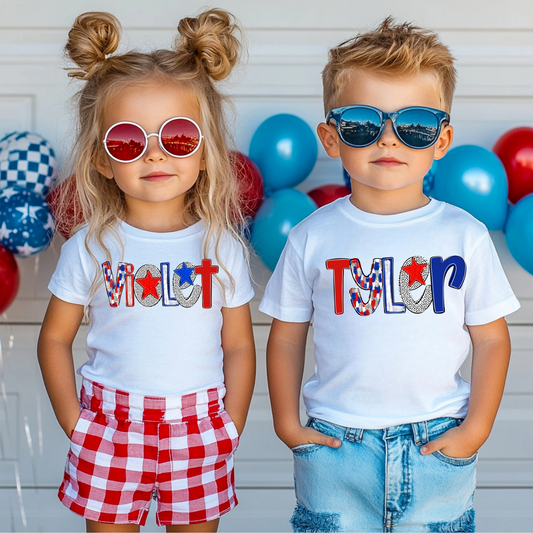 Custom Name 4th of July Shirt for Kids