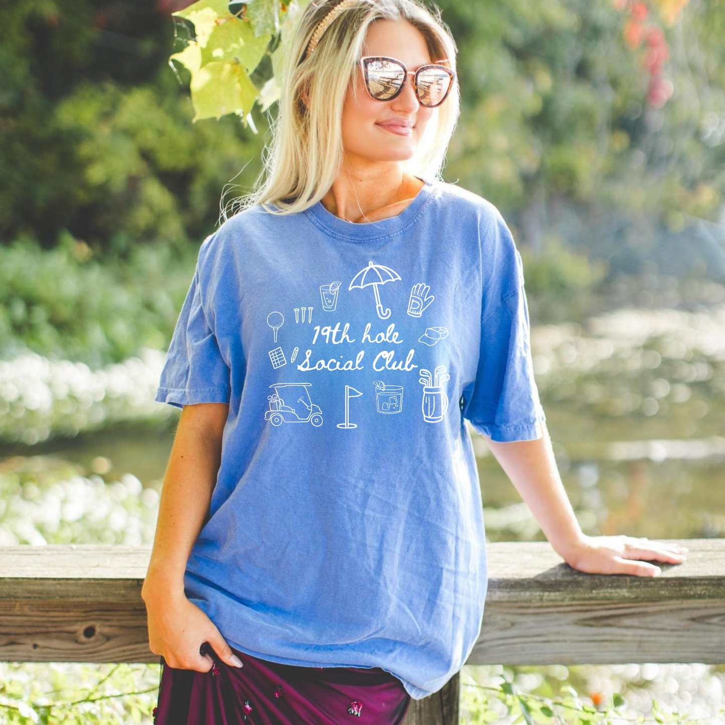 19th Hole Social Club- Golf Doodle Shirt for Women