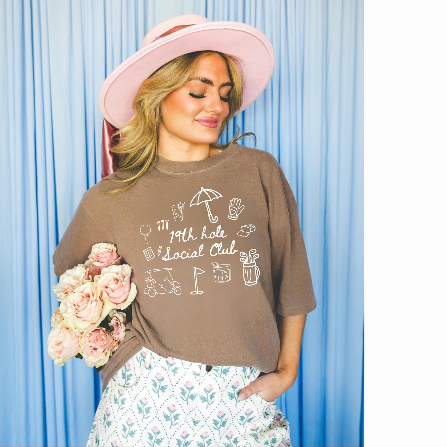 19th Hole Social Club- Golf Doodle Shirt for Women