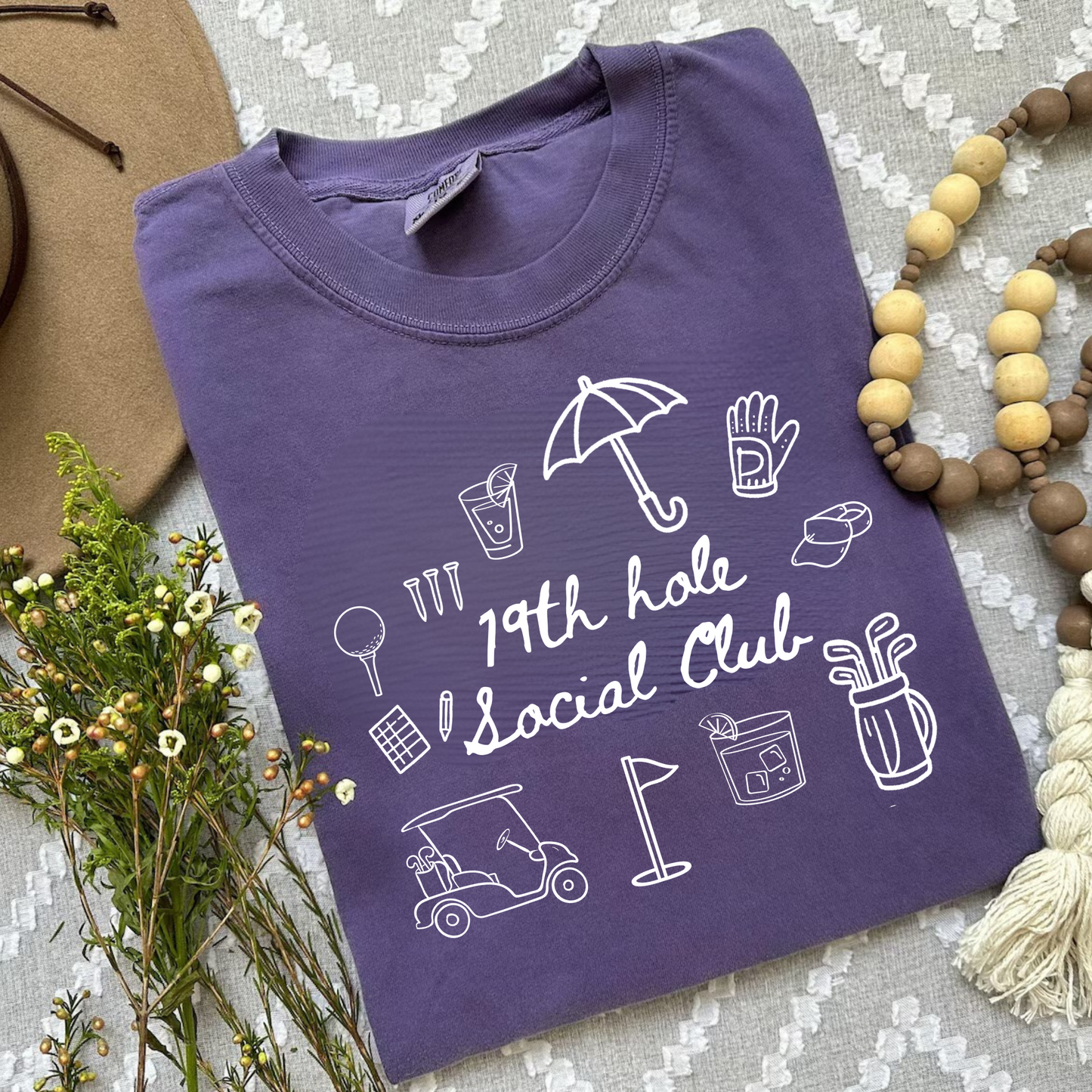 19th Hole Social Club- Golf Doodle Shirt for Women