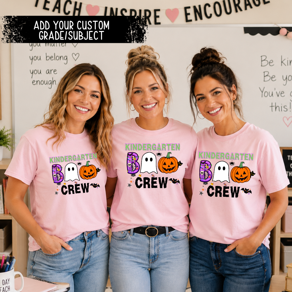 Custom Boo Crew Teacher Halloween Shirt | Personalized Grade Level Comfort Colors Tee