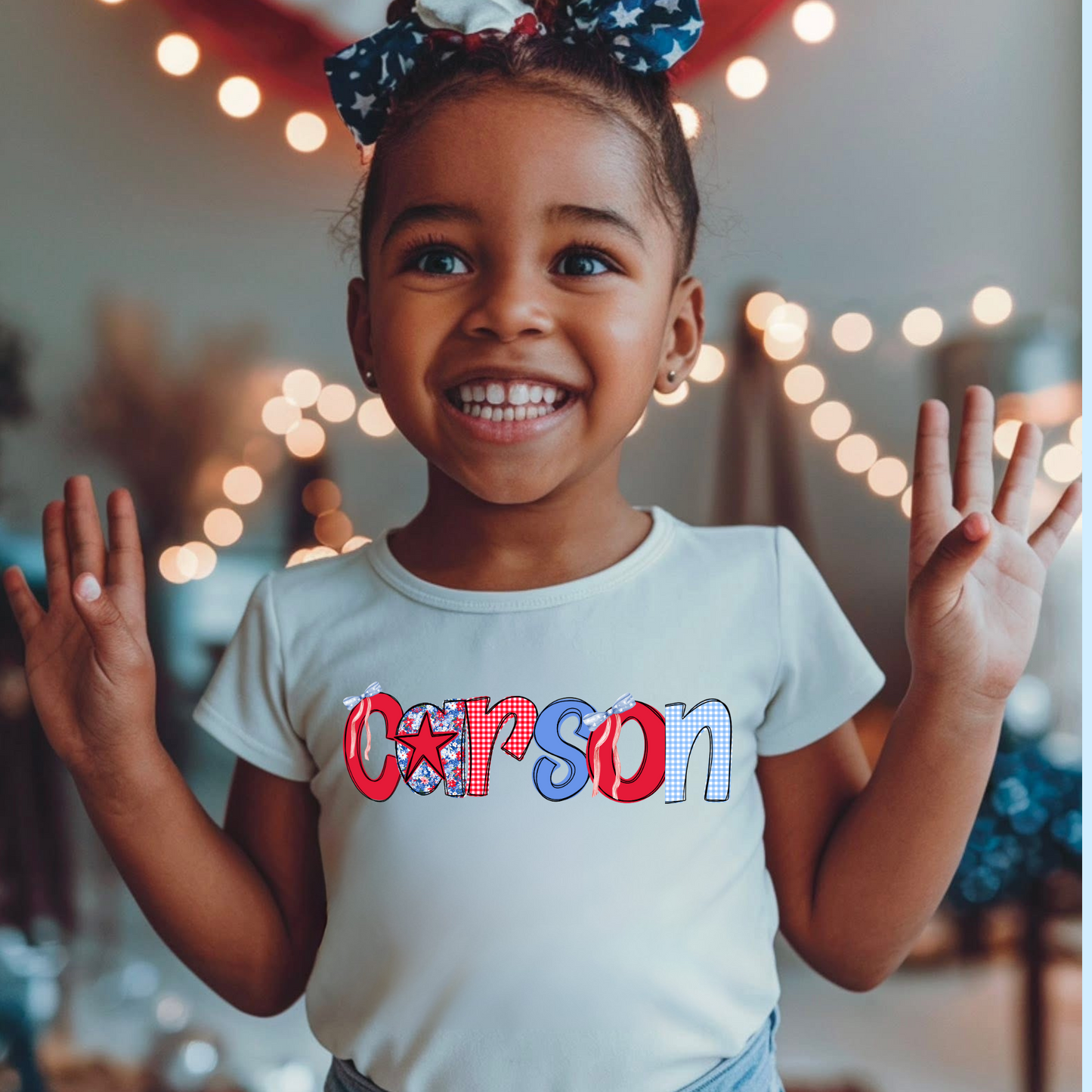 Custom Name 4th of July Shirt for Girls