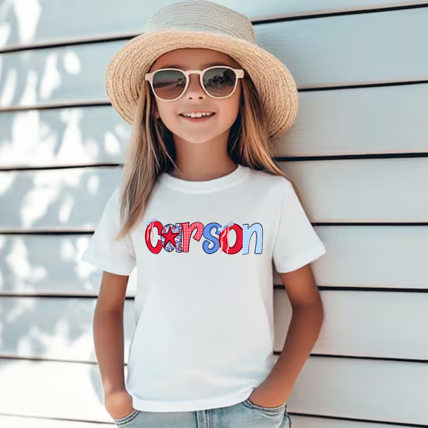 Custom Name 4th of July Shirt for Girls
