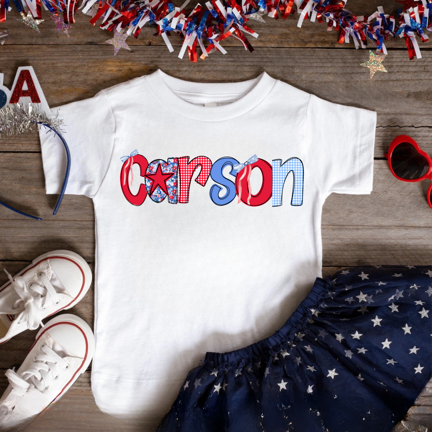 Custom Name 4th of July Shirt for Girls