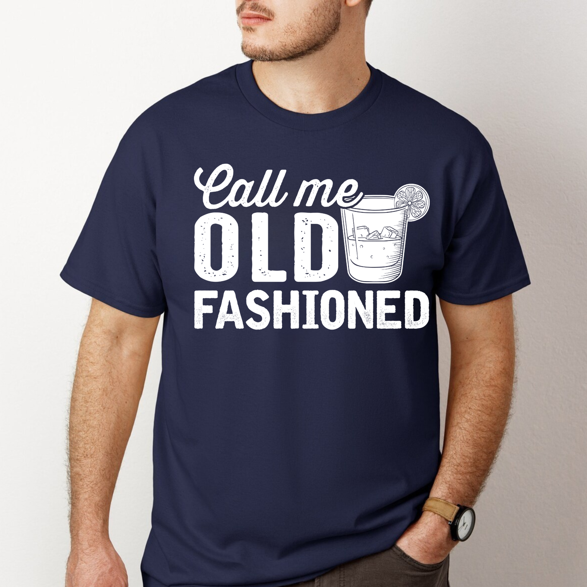 Funny Call Me Old Fashioned bourbon shirt for whiskey lovers. Perfect gift for bourbon drinkers, dads, husbands, and cocktail fans.