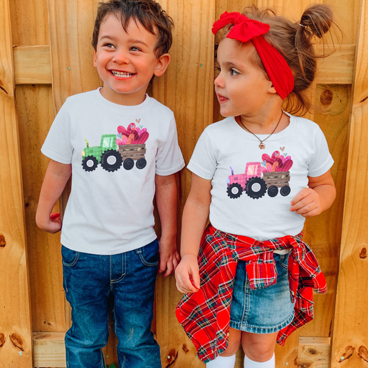 Valentine’s Day Tractor Shirts for Kids | Cute Matching Sibling Shirts for Boys and Girls | Farm Valentine Outfit