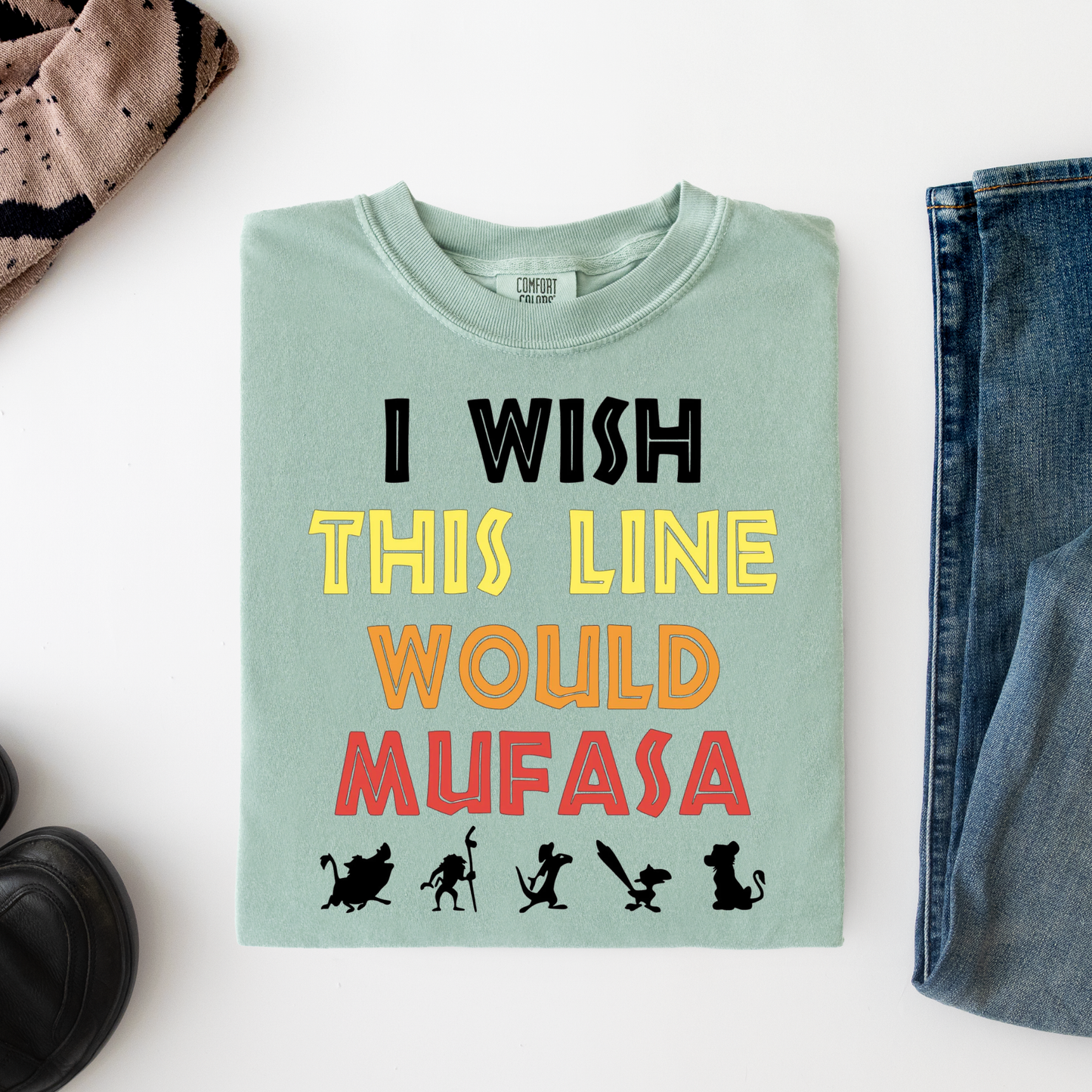 I WISH THIS LINE WOULD MUFASA SHIRT - Men’s Theme Park Comfort Colors Shirt COMFORT COLORS ADULT TEE