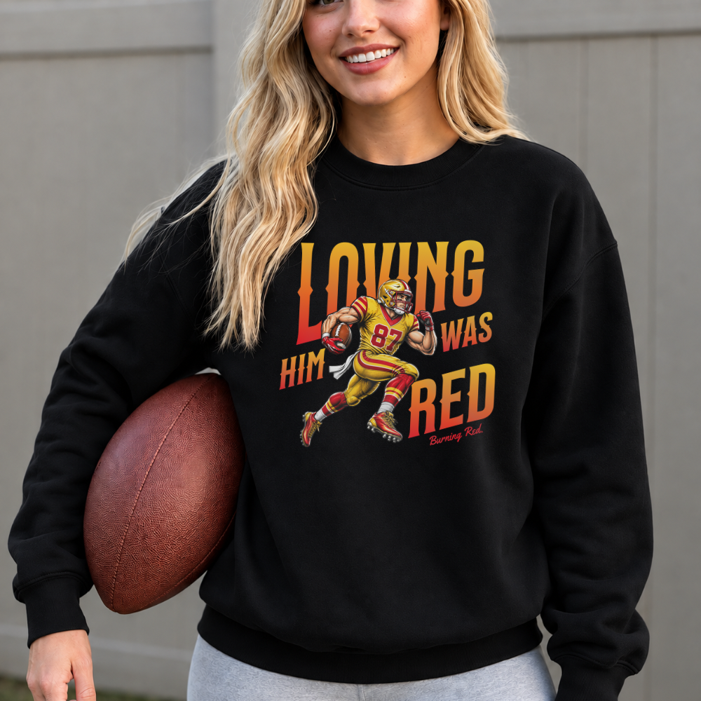LOVING HIM FOOTBALL PLAYER Sweatshirt | Trendy Crewneck for Women