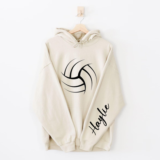 Custom Volleyball Hoodie with Name on Sleeve | Personalized Hoodie
