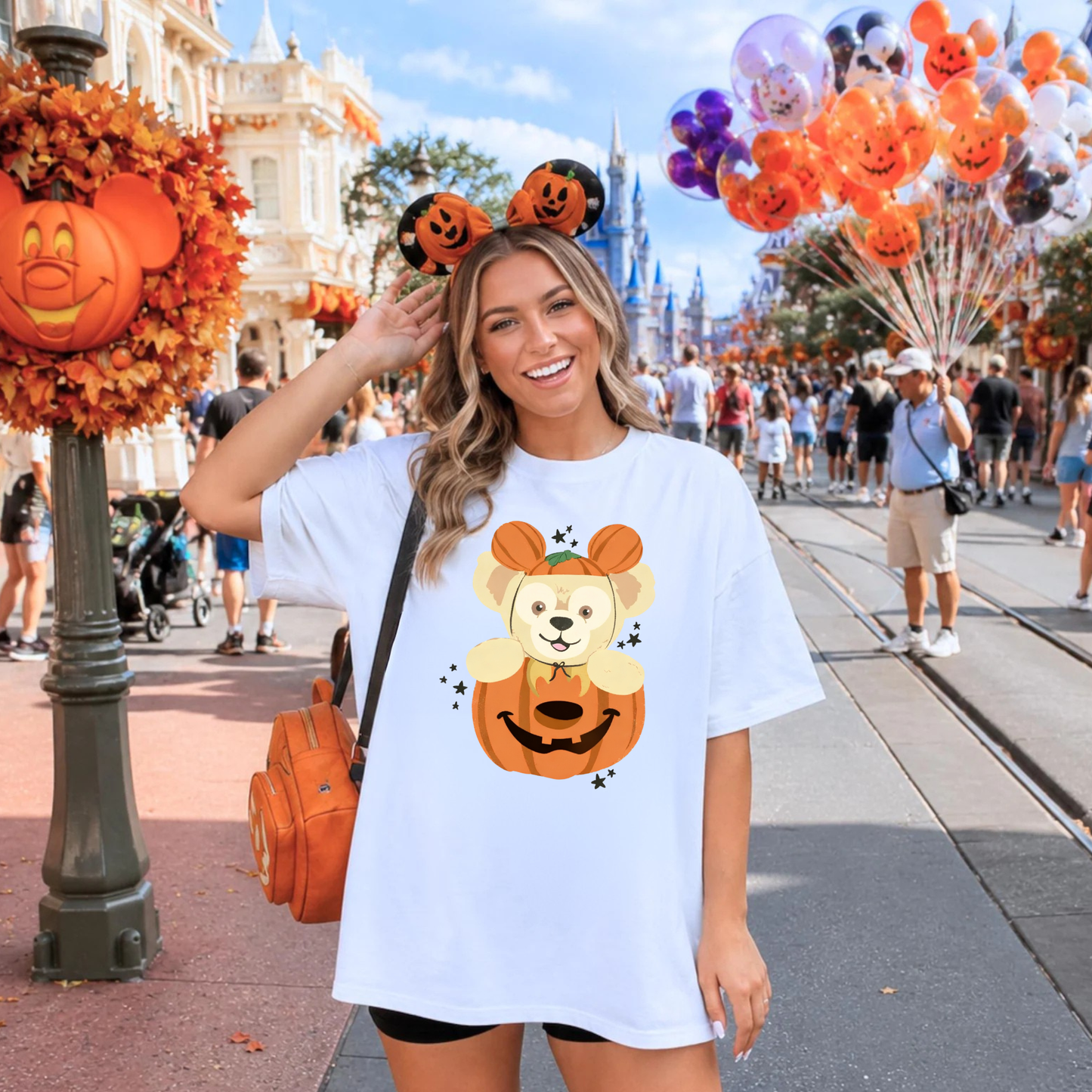 CUTE DUFFY TEDDY BEAR PUMPKIN | Magical Theme Park Shirt & Tank | Adult Comfort Colors Tee