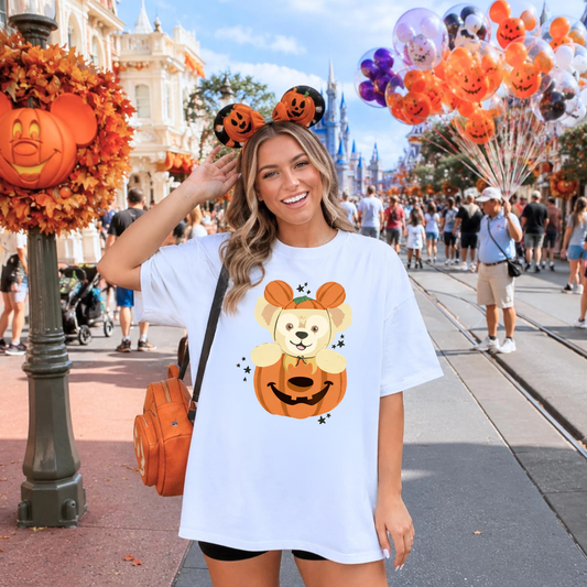 CUTE DUFFY TEDDY BEAR PUMPKIN | Magical Theme Park Shirt & Tank | Adult Comfort Colors Tee