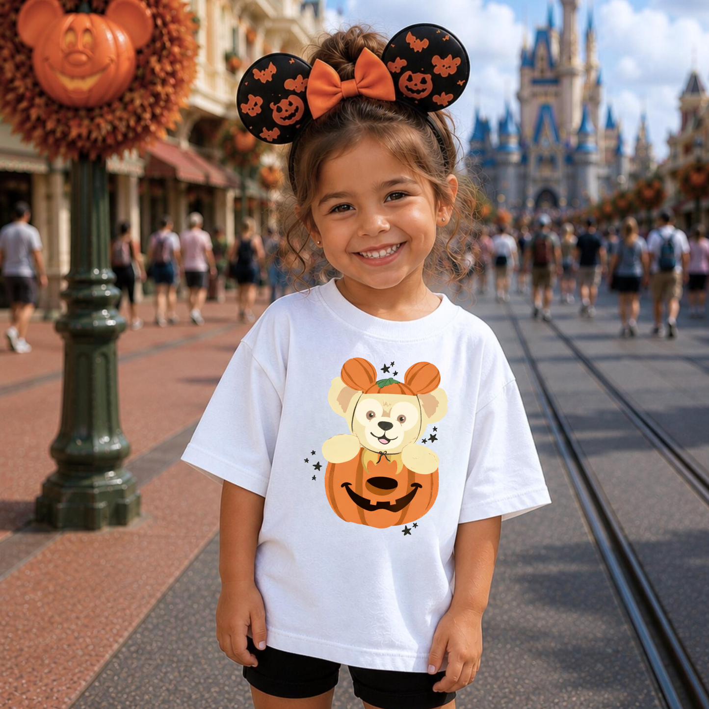 DUFFY TEDDY BEAR PUMPKIN Magical Theme Park Halloween Kids Shirt | Toddler & Youth Sizes