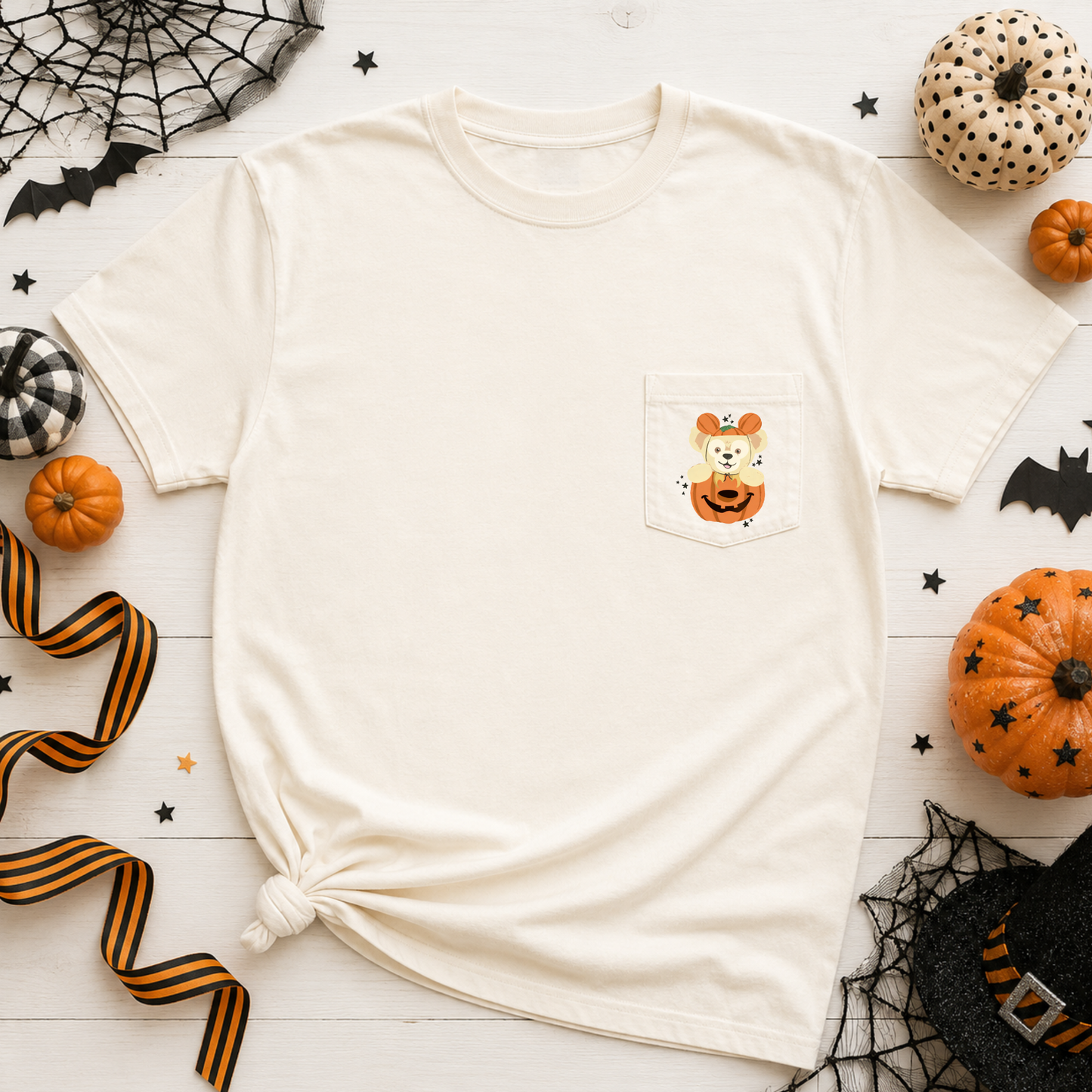 DUFFY TEDDY BEAR PUMPKIN Magical Halloween Comfort Colors Pocket T-Shirt