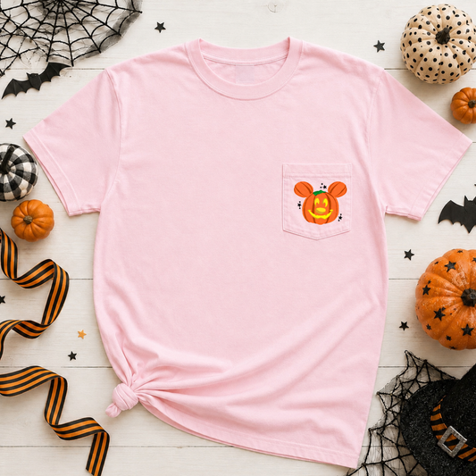 WINKY MOUSE PUMPKIN Magical Halloween Comfort Colors Pocket T-Shirt