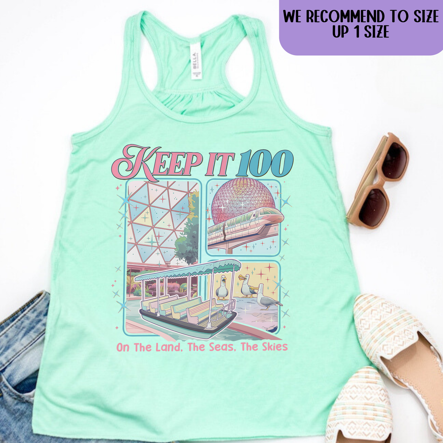 Keep It 100 Racerback Tank for Women – Lightweight Vacation Graphic Tank