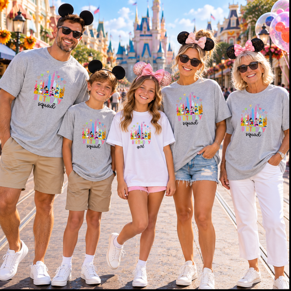 Magical Theme Park Birthday Shirts | Birthday Girl, Birthday Boy & Birthday Squad Tees