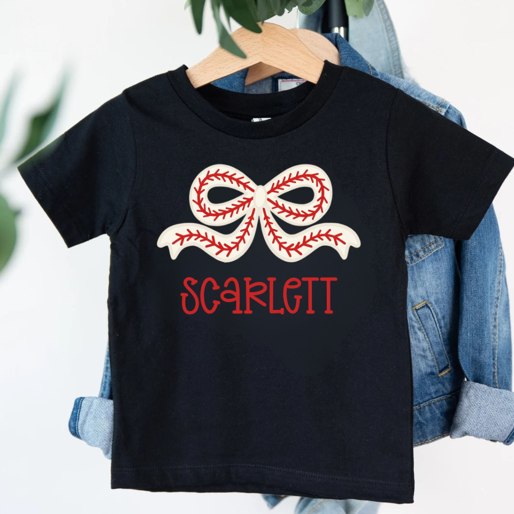 Custom Baseball Sister Bow Shirt for Kids | Personalized Baseball Sibling Tee | Game Day Outfit for Girls | Baseball Sister Gift