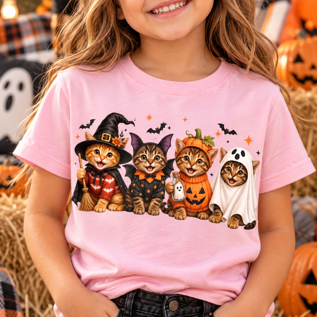 Cute Cat Halloween Shirt for Toddlers & Kids