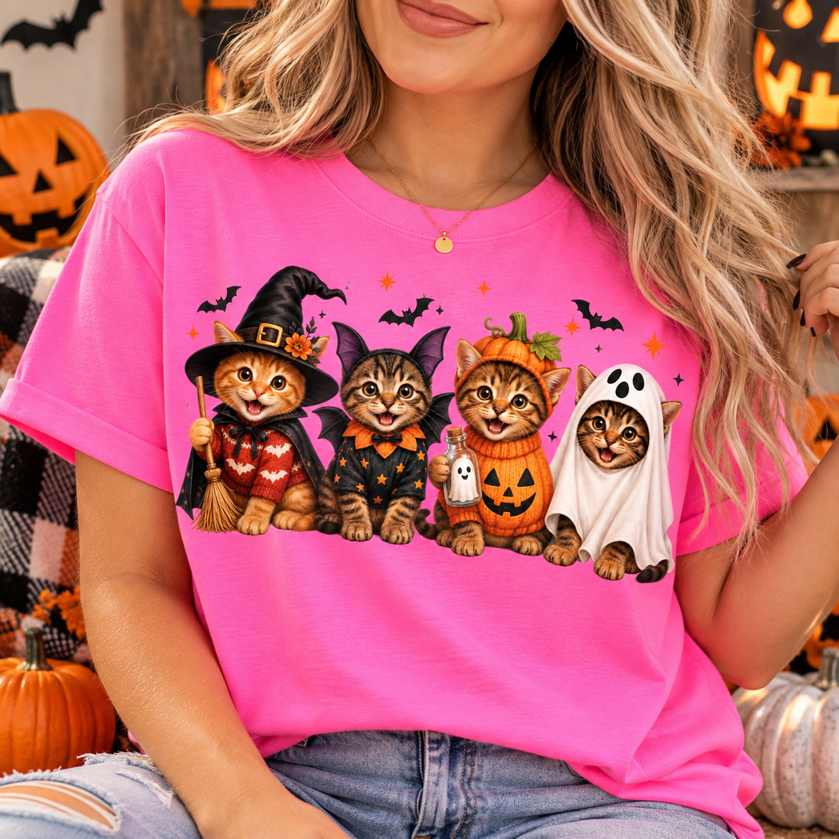 Cute Halloween Cat T-shirt