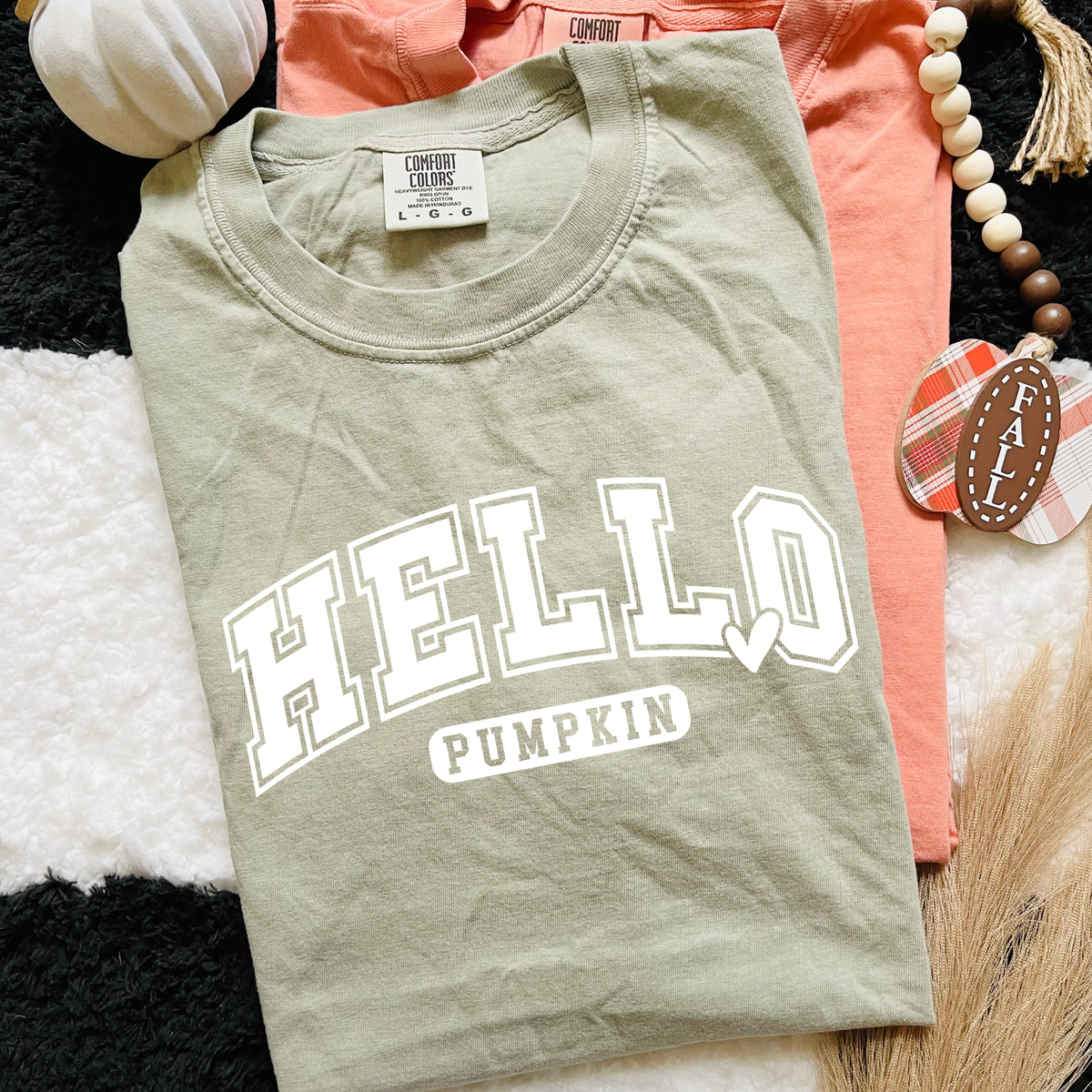 Comfort Colors Hello Pumpkin Long or Short Sleeve | Varsity Fall Shirt