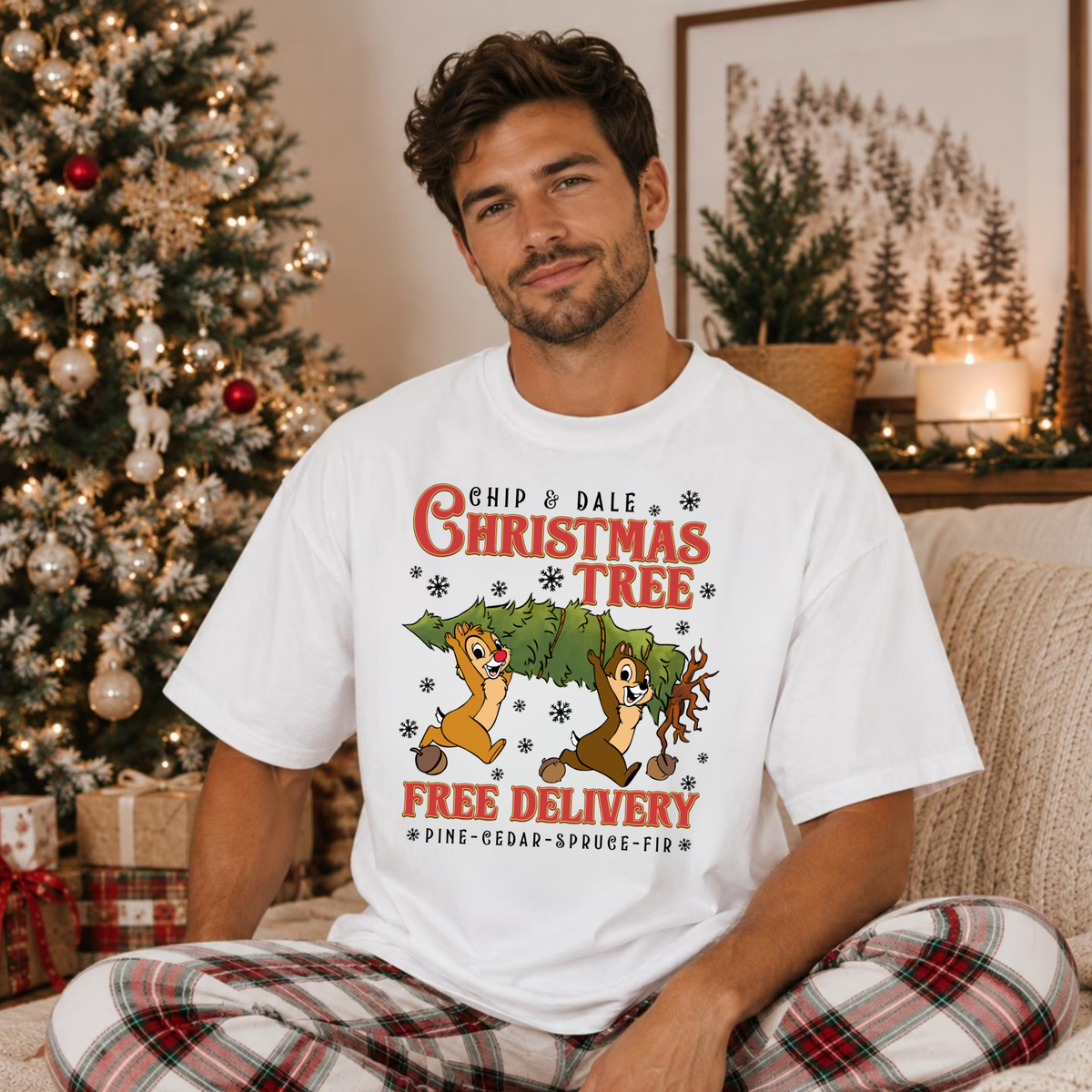 Christmas Chipmunk Tree Shirt | Bella Canvas Christmas Graphic Tee